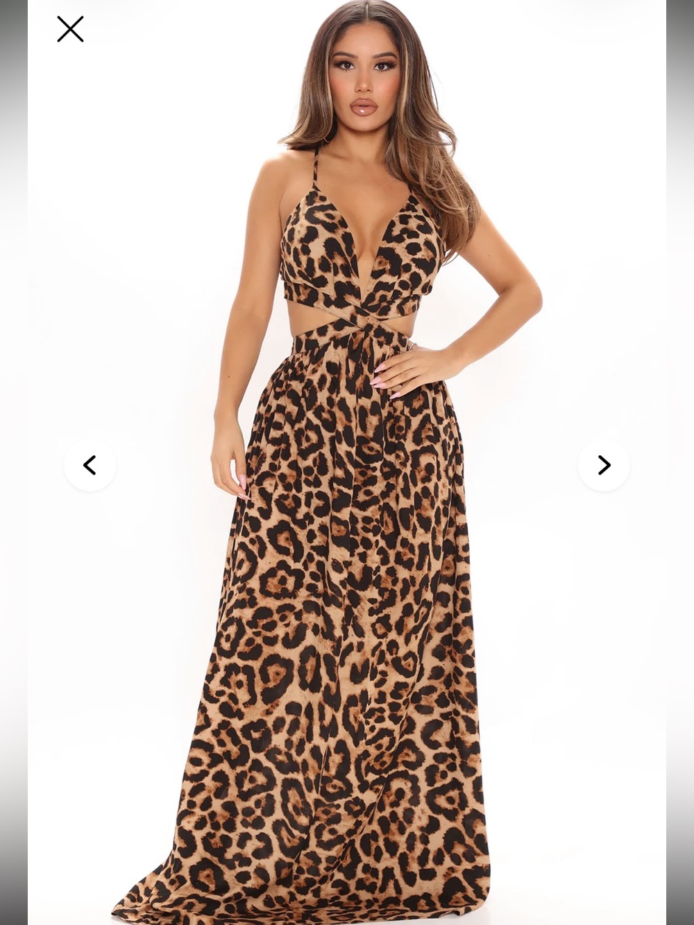Fashion Nova Leopard Print Cutout Maxi Dress - Brown Black